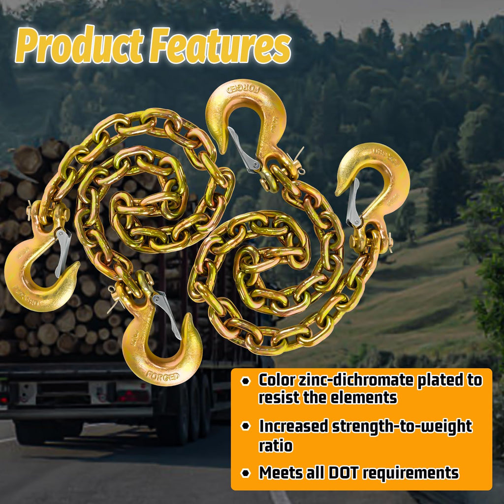 3/8"x36" Galvanized Trailer Safety Chains with Hooks, 2-Pack Q962802