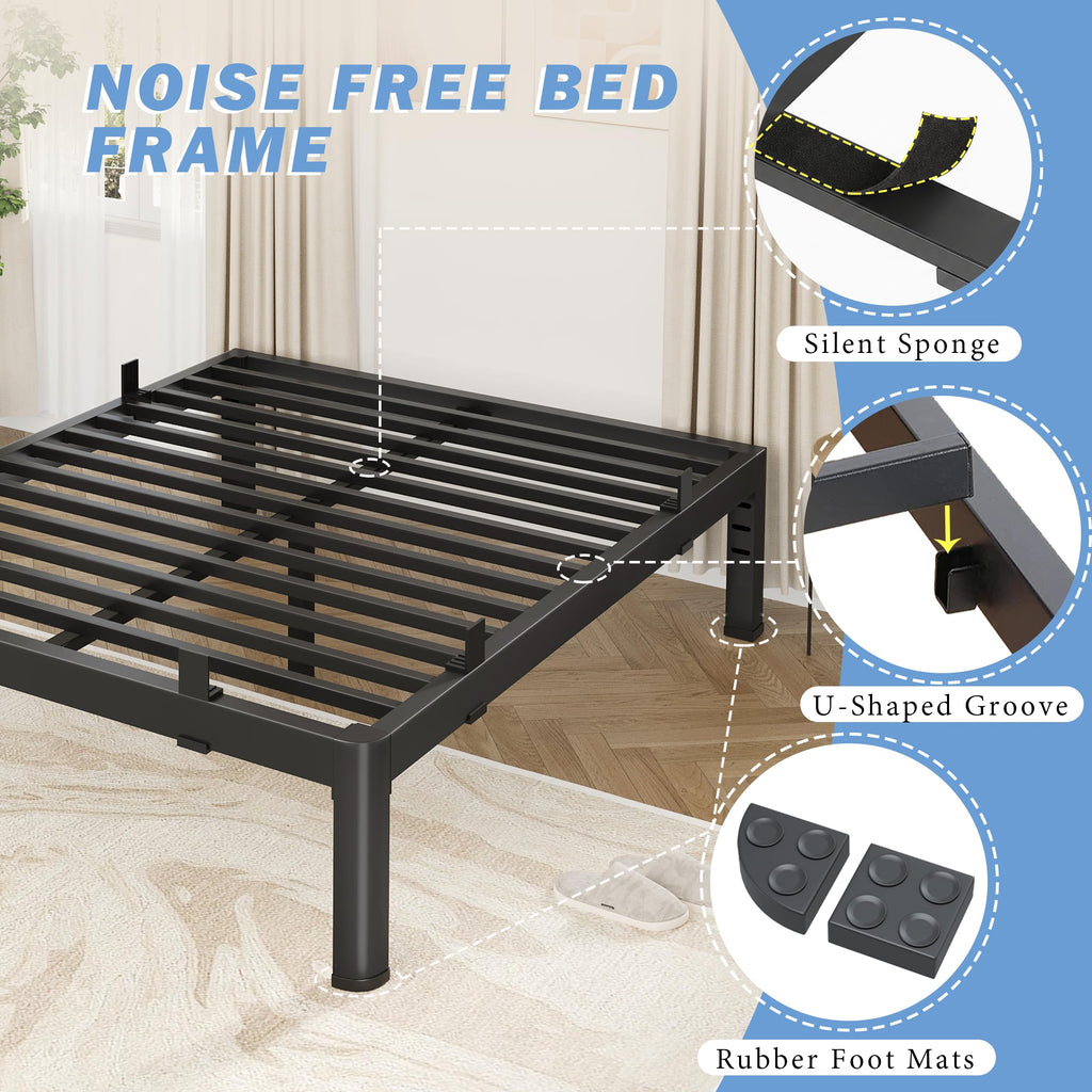 18 Inch Metal King Bed Frame with Steel Support O853