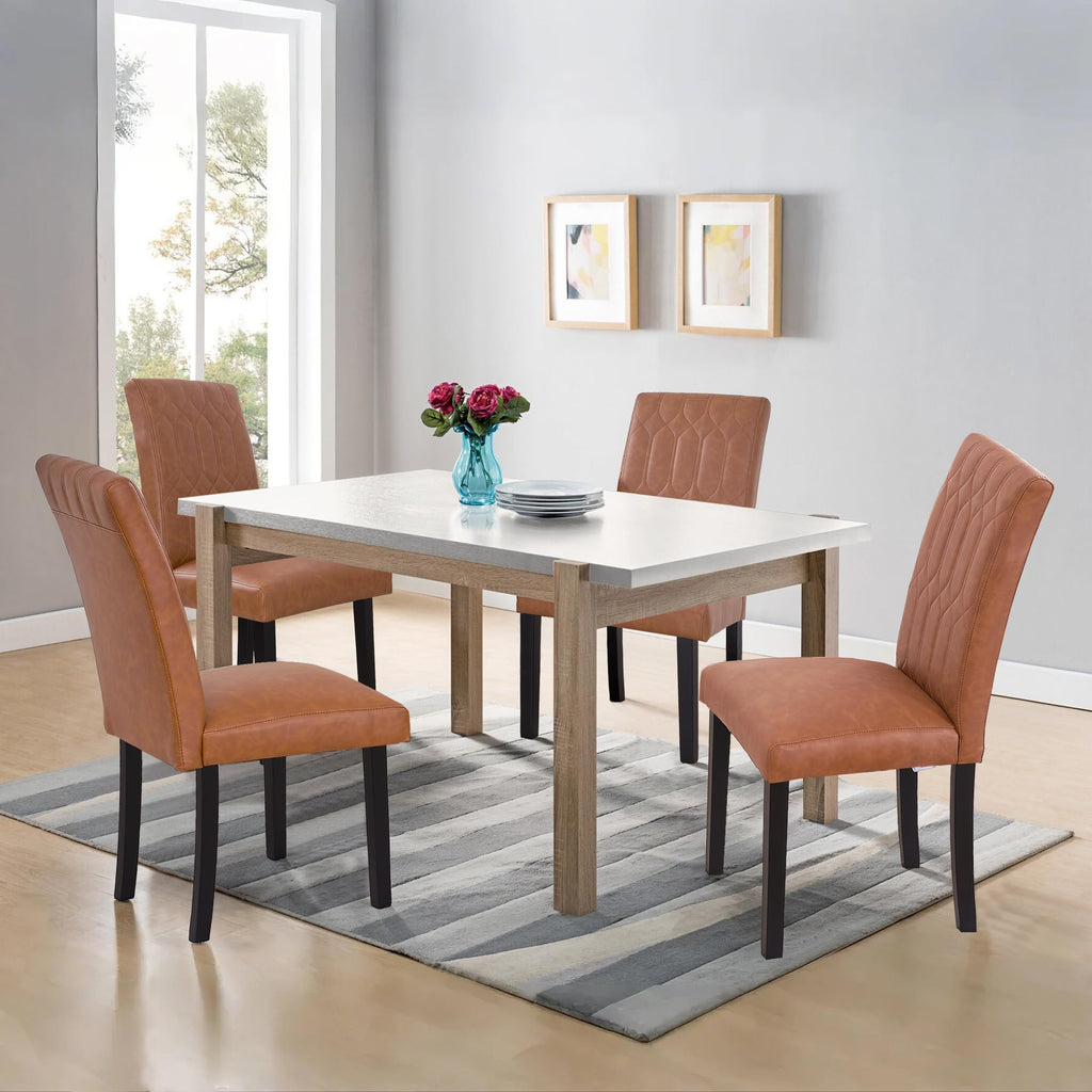 Upholstered Dining Chairs Set of 2 PU Leather Brown W745645