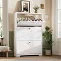 White 3 Flip Drawers Narrow Shoe Storage Cabinet K9918
