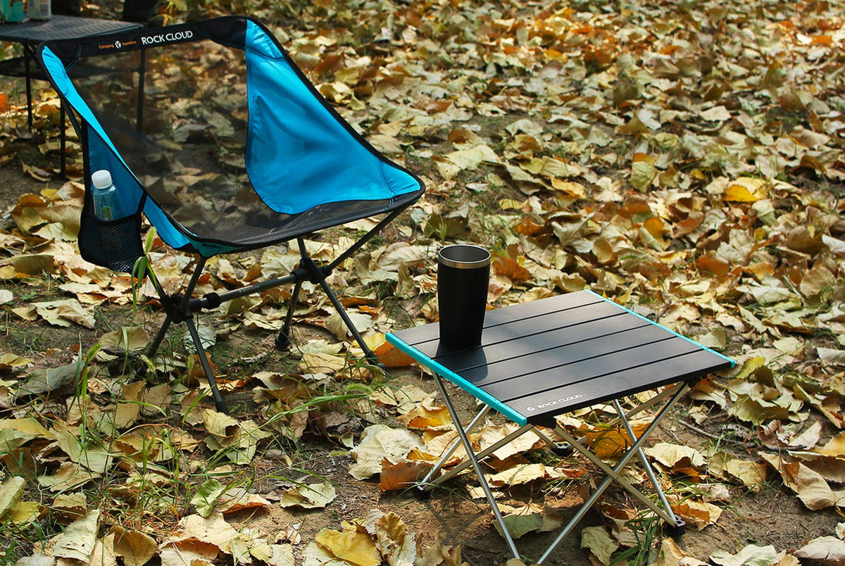 Portable Aluminum Folding Camping Table Black Y904318