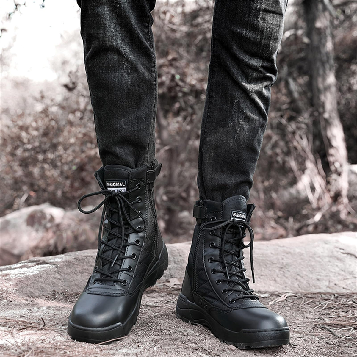 8 Inch High Top Suede Leather Military Tactical Boots O663626