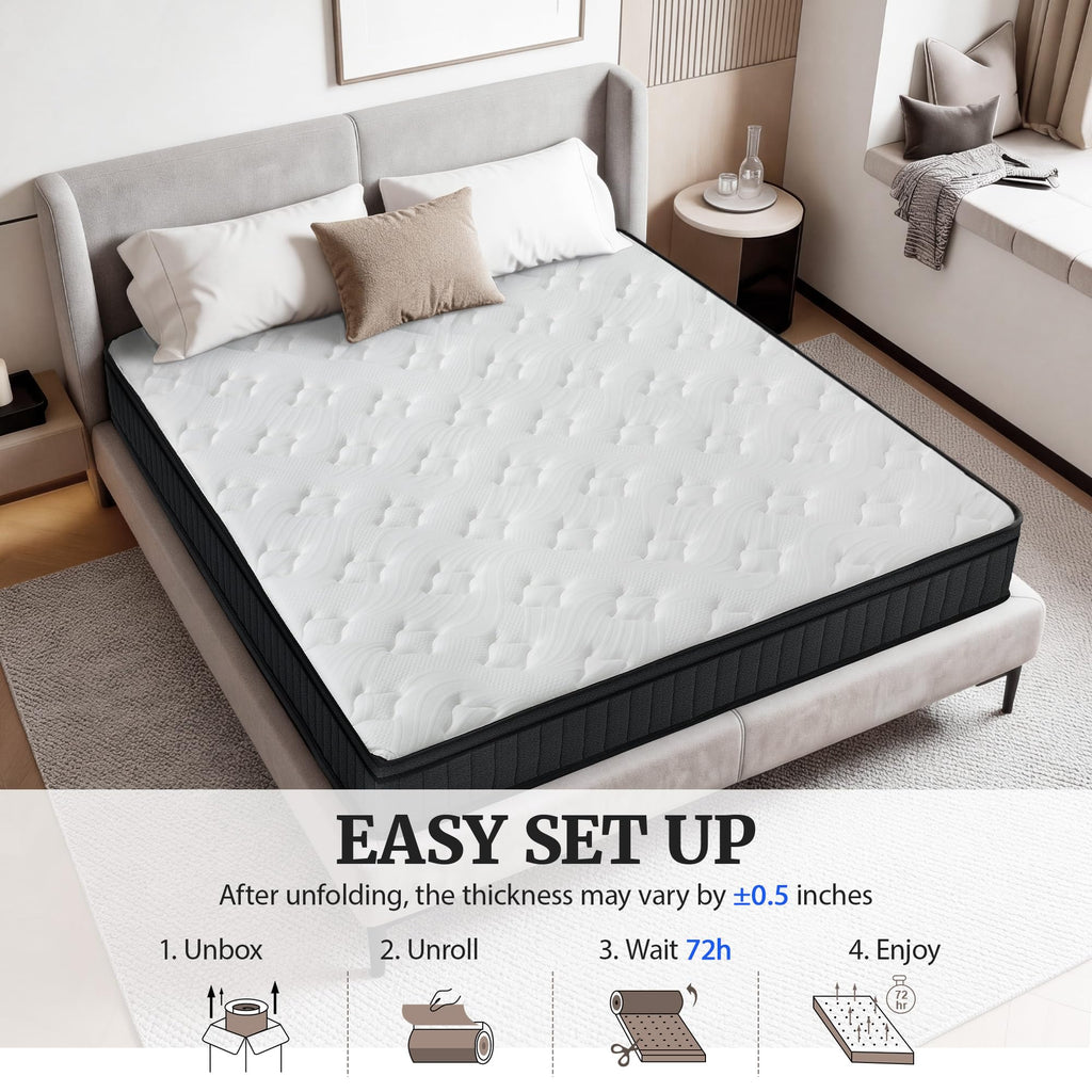 Full Size 12 Inch Firm Hybrid Memory Foam Mattress in a Box W17951