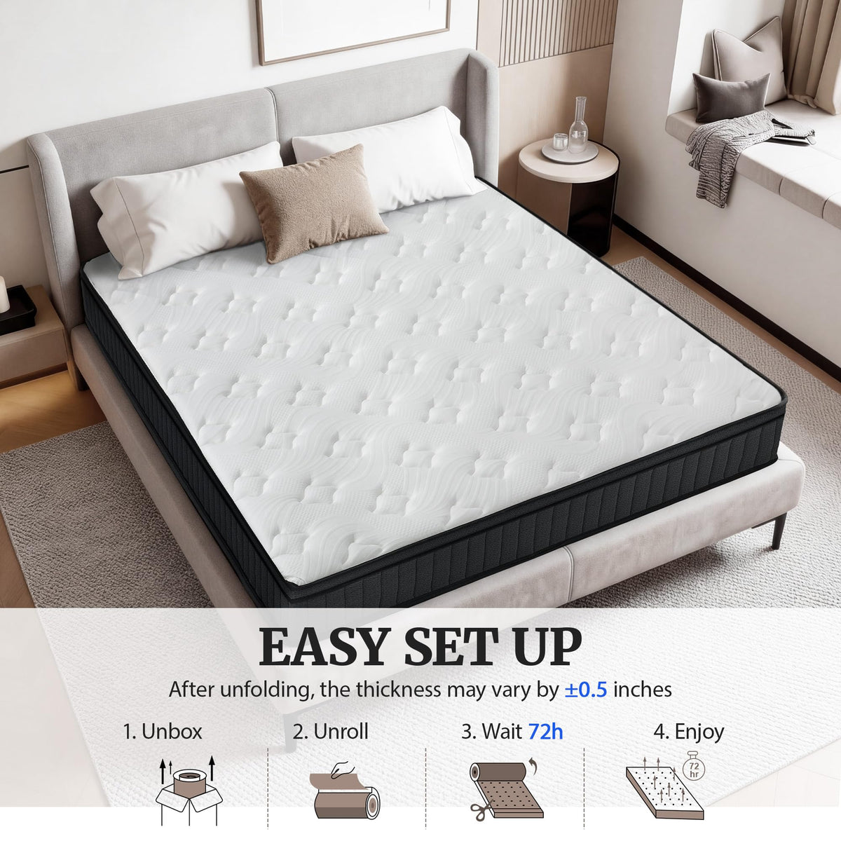 Full Size 12 Inch Firm Hybrid Memory Foam Mattress in a Box W17951