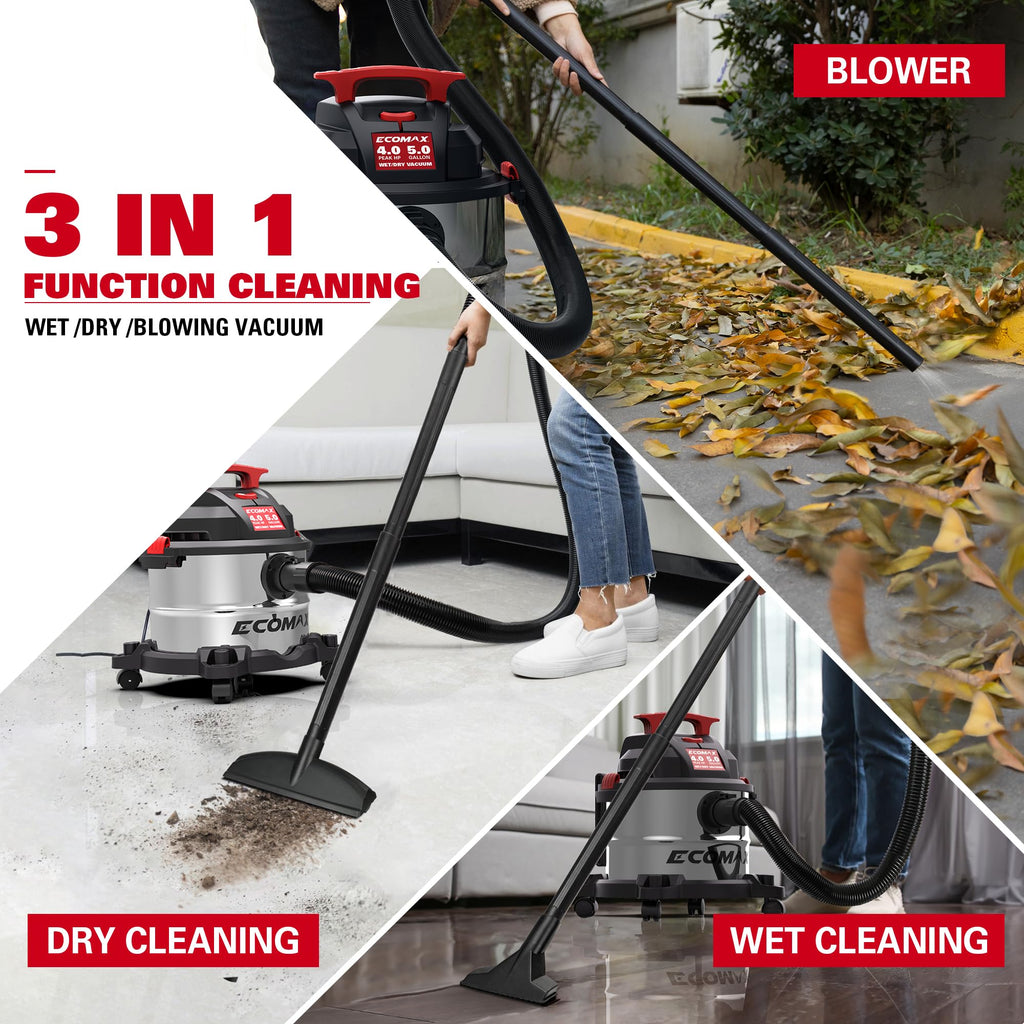 Wet and Dry 5 Gallon 4 HP Stainless Steel Shop Vacuum E99158