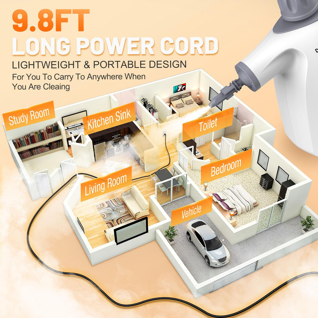 Handheld Pressurized Steam Cleaner with 11-Pieces Accessories S567