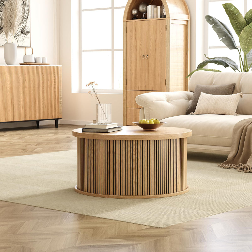 Round Lift Top Coffee Table with Storage J257406