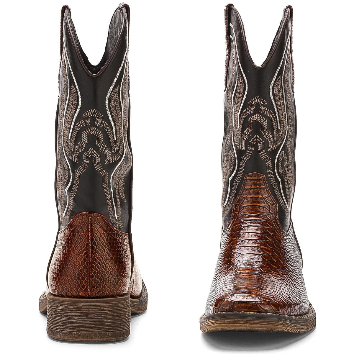 Faux Snake Skin Western Boots with Embroidery F541