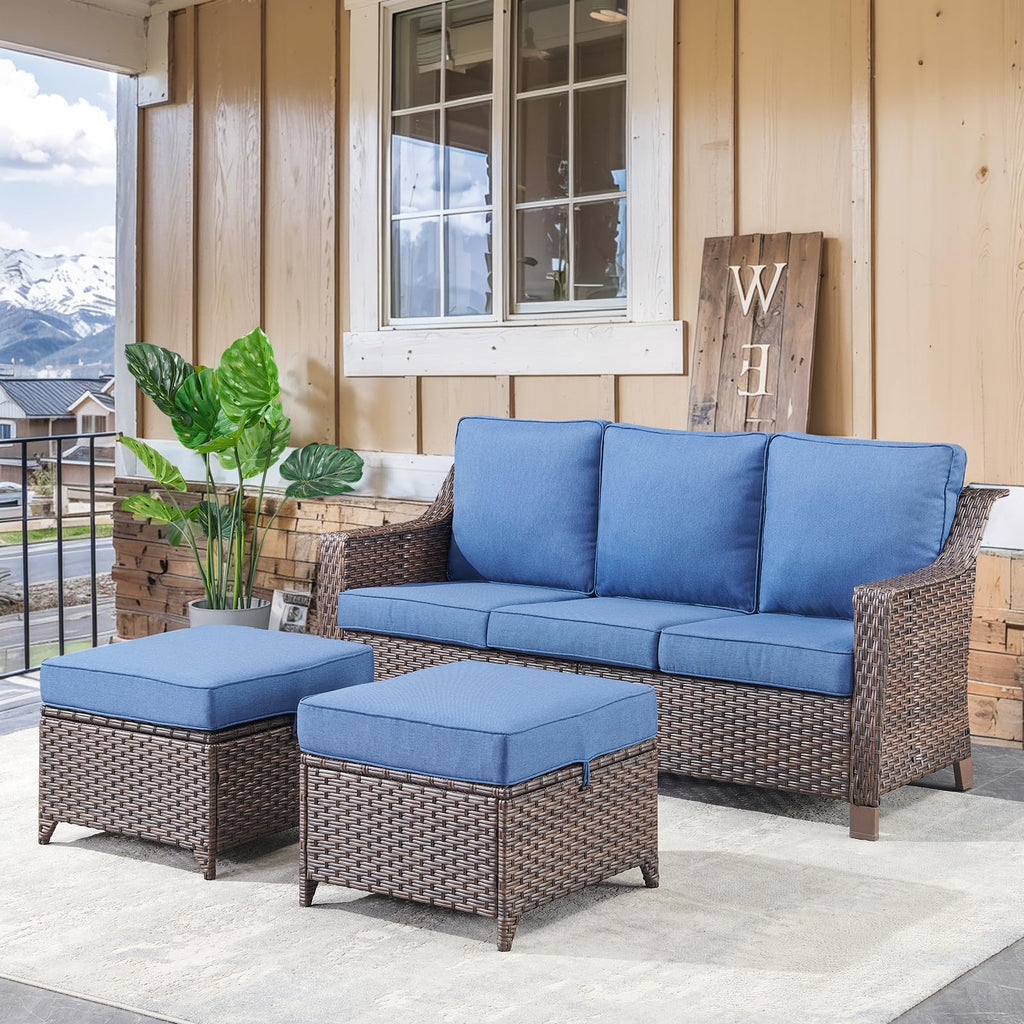 Brown PE Wicker Outdoor Sofa J493418