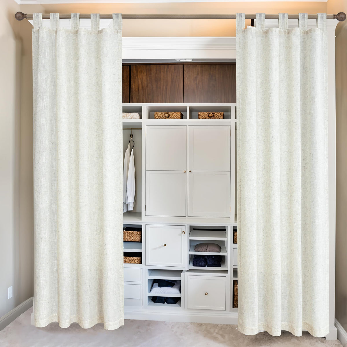78 Inch Sheer Linen Curtains, 52" W x 78" L 2 Panels Set, Cream E717