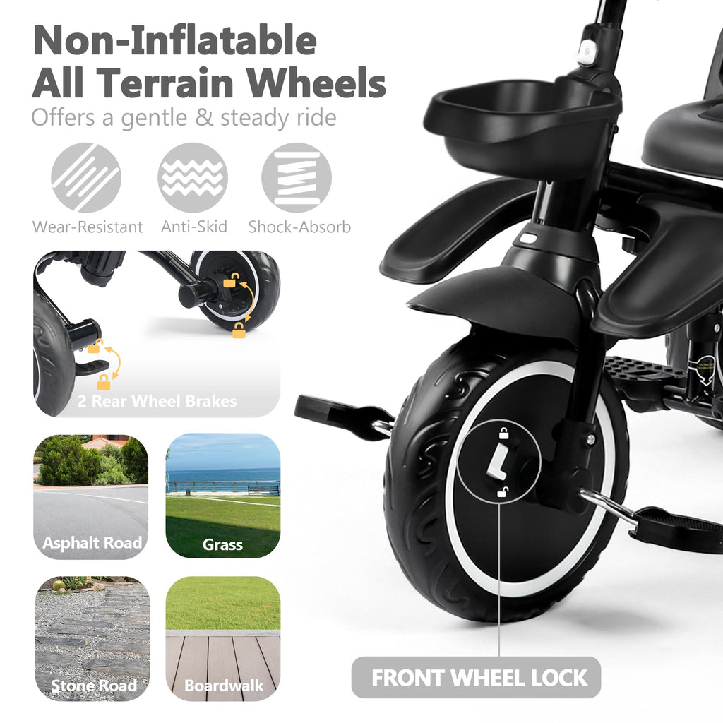 8 in 1 Toddler Tricycle with Push Handle U7549