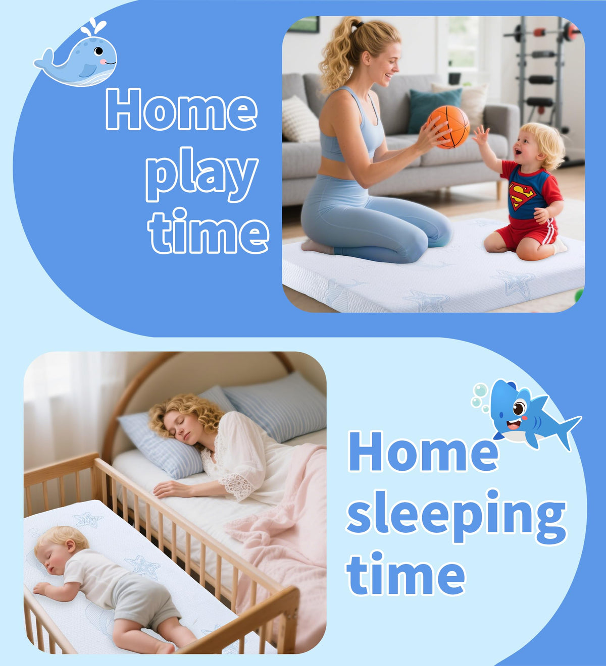Dual-Sided Memory Foam Pack and Play Mattress with Removable Washable Cover X6803