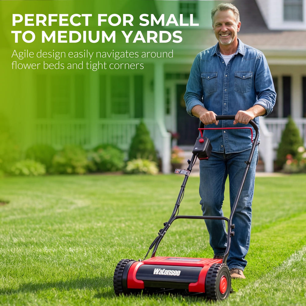 16-Inch Cordless Electric Reel Lawn Mower with 2 Batteries E655831