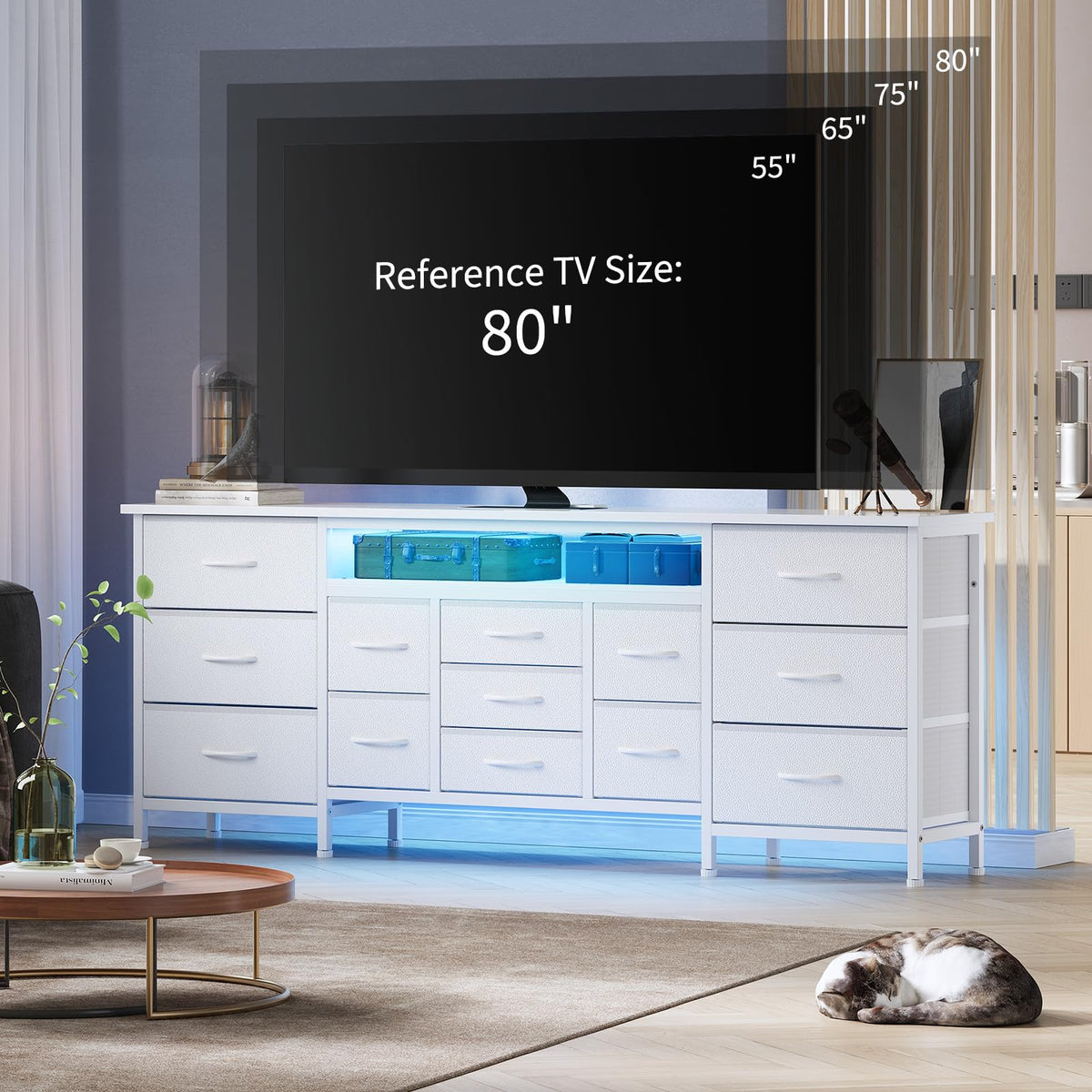 White 70 Inch 13 Drawer TV Stand F616677