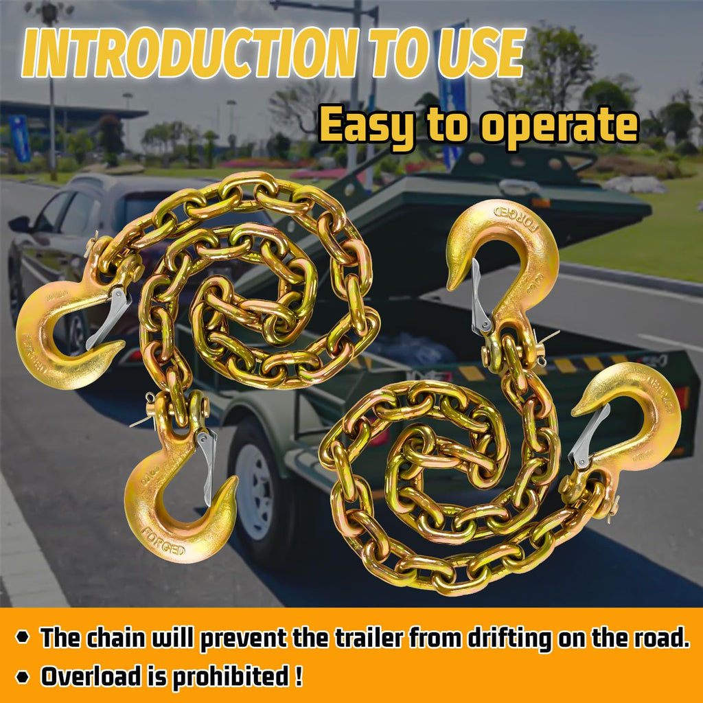 3/8"x36" Galvanized Trailer Safety Chains with Hooks, 2-Pack Q962802
