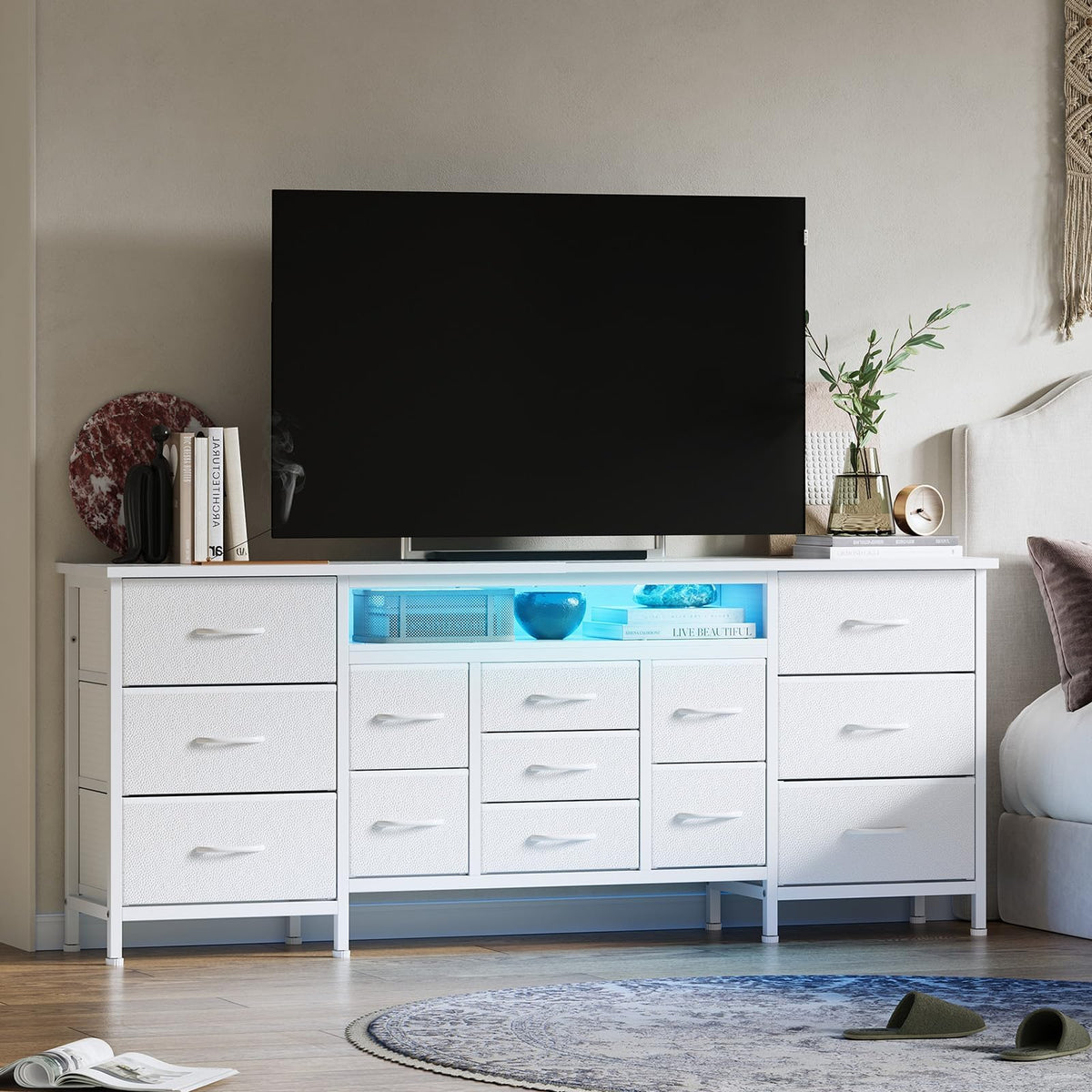 White 70 Inch 13 Drawer TV Stand F616677