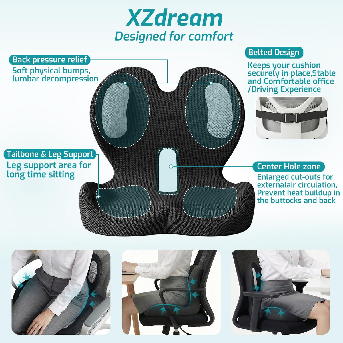 Ergonomic Seat Cushion & Lumbar Support Pillow B782352
