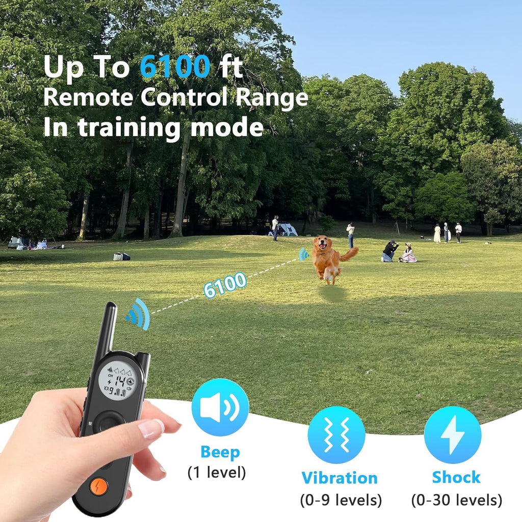 Wireless Dog Fence and Remote Training Collar, IPX7 Waterproof, Black U6063