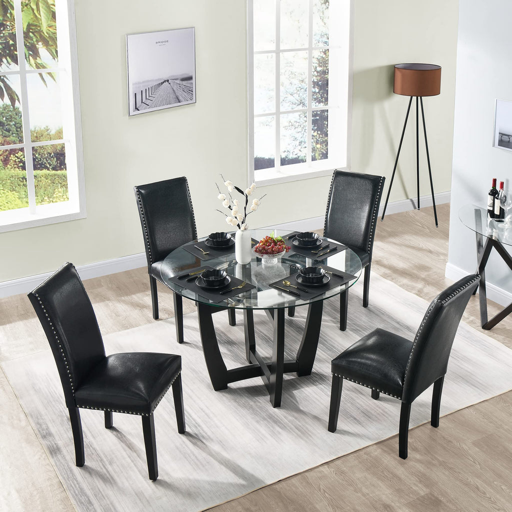 Black PU Dining Chairs Set of 2 N99796