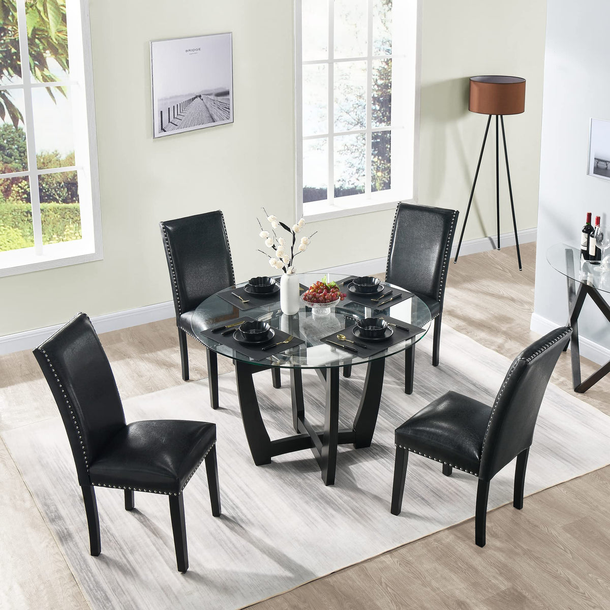 Black PU Dining Chairs Set of 2 N99796