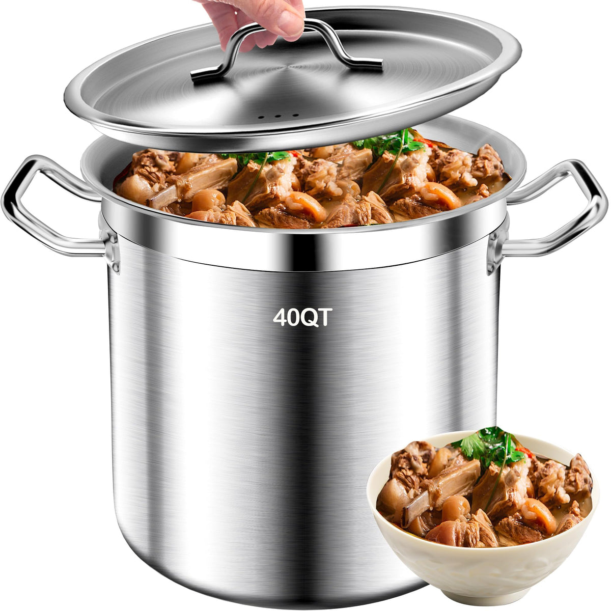 40QT Stainless Steel Stockpot with Lid P753