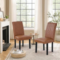 Upholstered Dining Chairs Set of 2 PU Leather Brown W745645