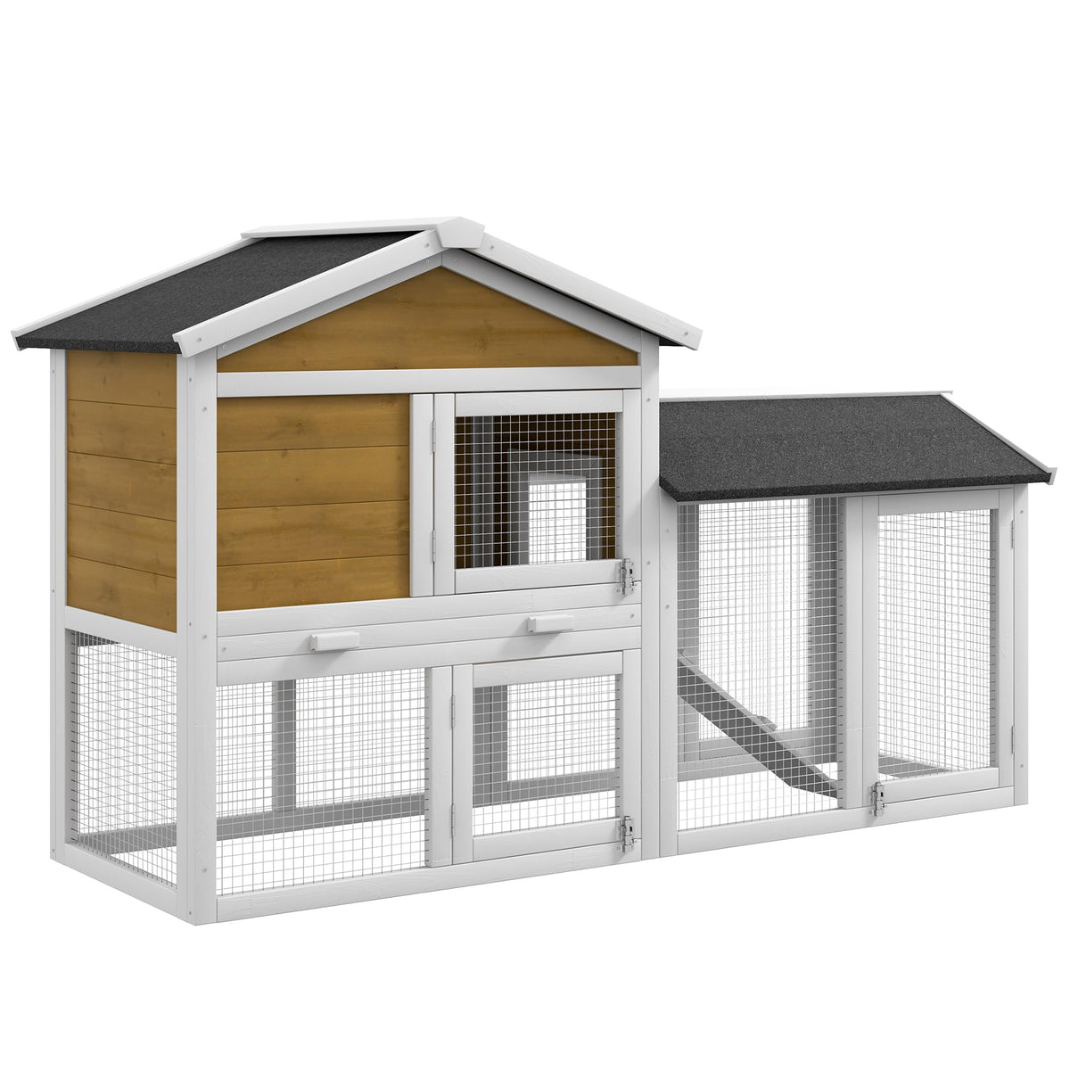 Outdoor Rabbit Hutch, 2-Tier with Ramp and Water-Resistant Roof F3346