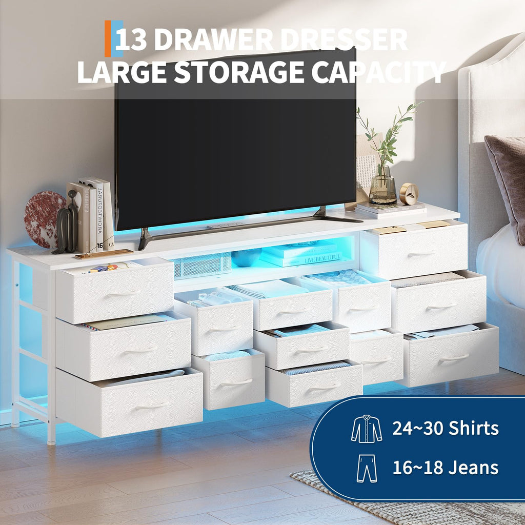 White 70 Inch 13 Drawer TV Stand F616677