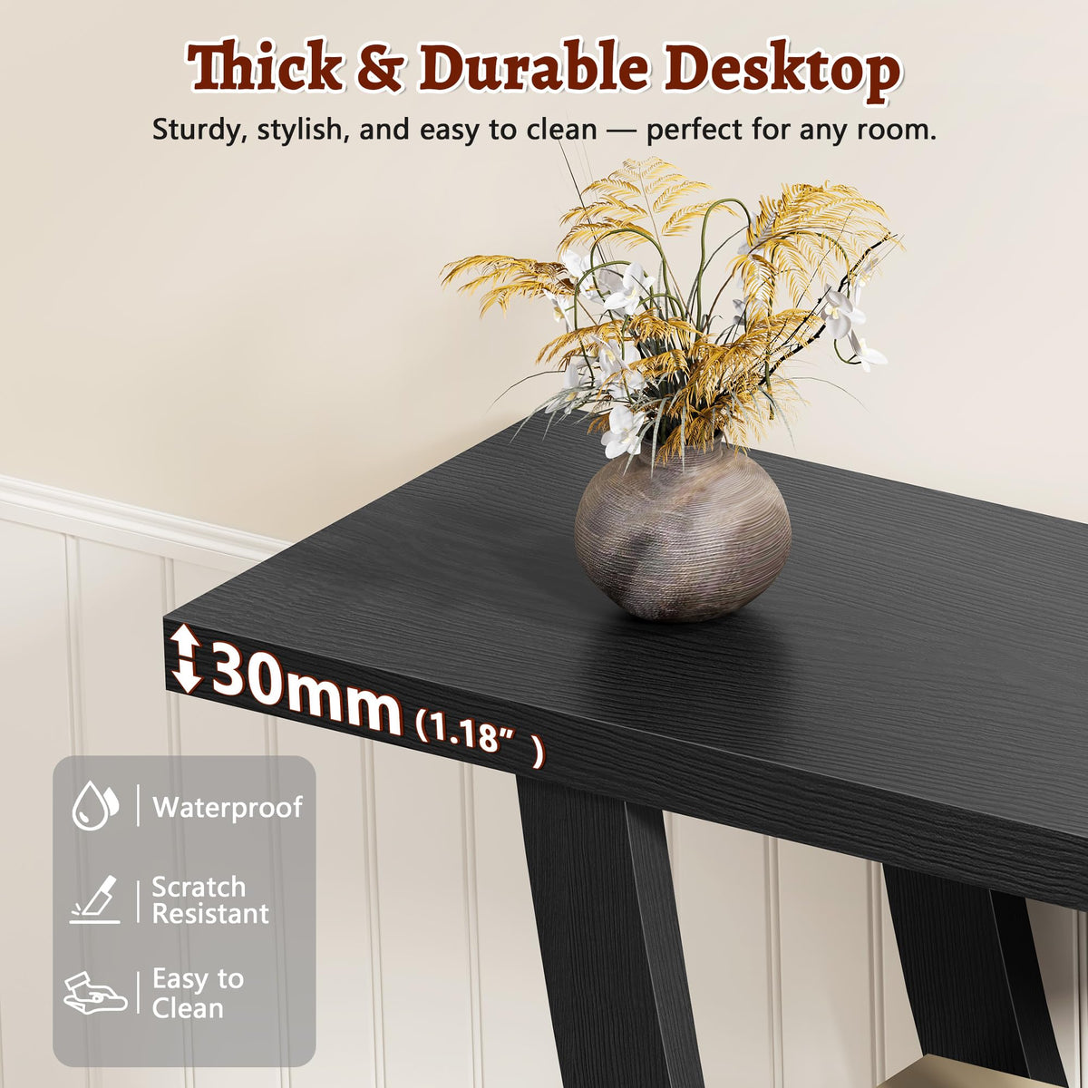 31.5" 3 Tier Black Console Table D666103