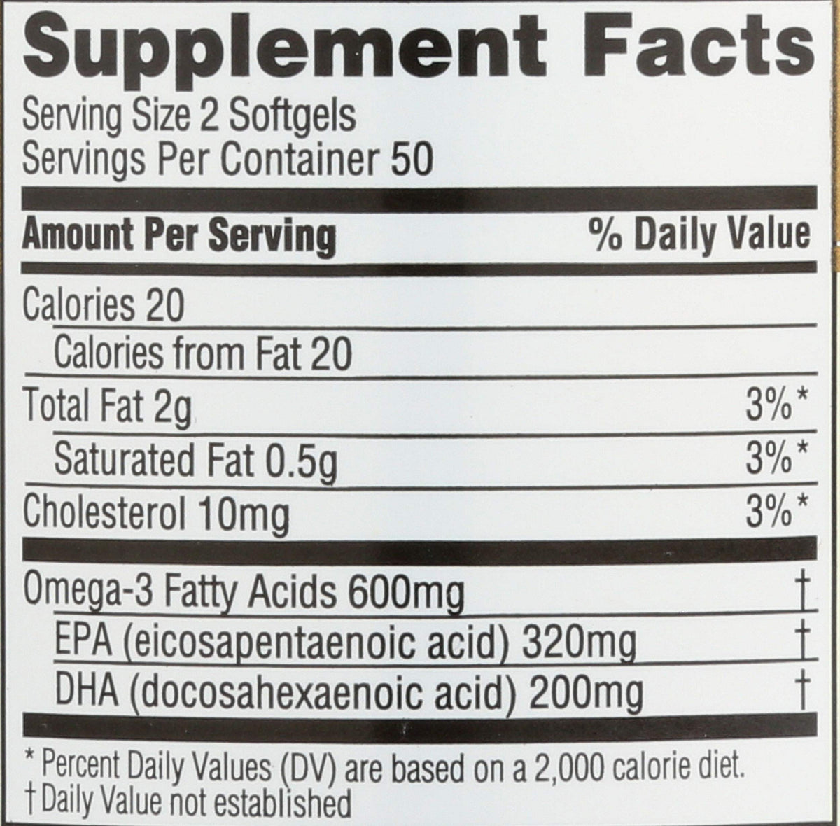 Fish Oil Omega-3 1000 mg 100 Count Softgels Q534
