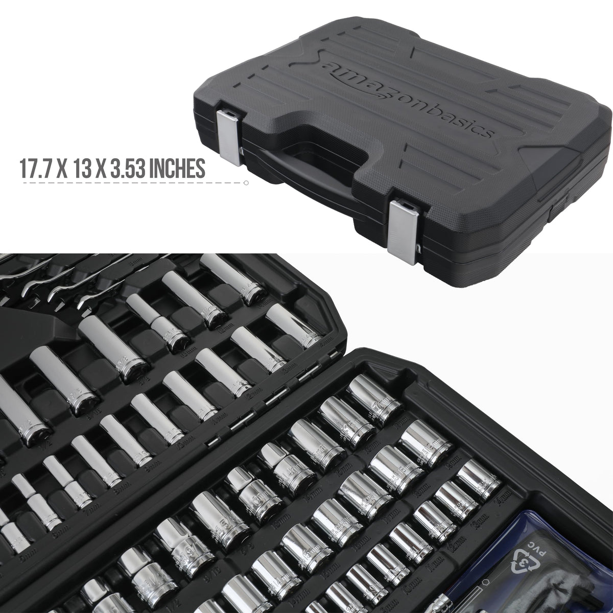 201-Piece Mechanic's Socket Tool Set with Case, SAE and Metric, Chrome-Vanadium Steel S737