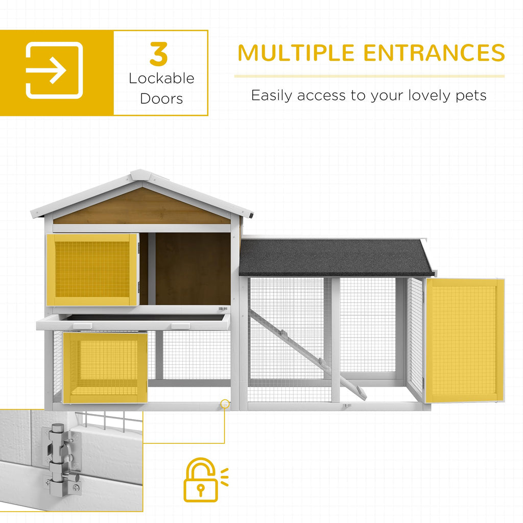 Outdoor Rabbit Hutch, 2-Tier with Ramp and Water-Resistant Roof F3346