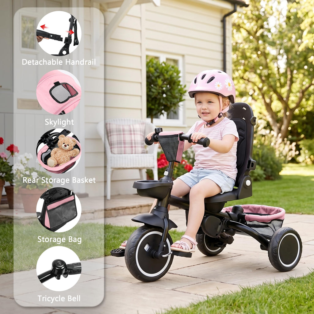 8 in 1 Toddler Tricycle with Push Handle U7549
