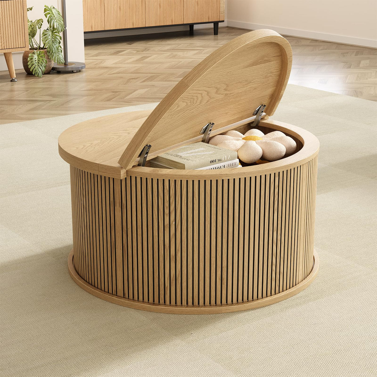 Round Lift Top Coffee Table with Storage J257406