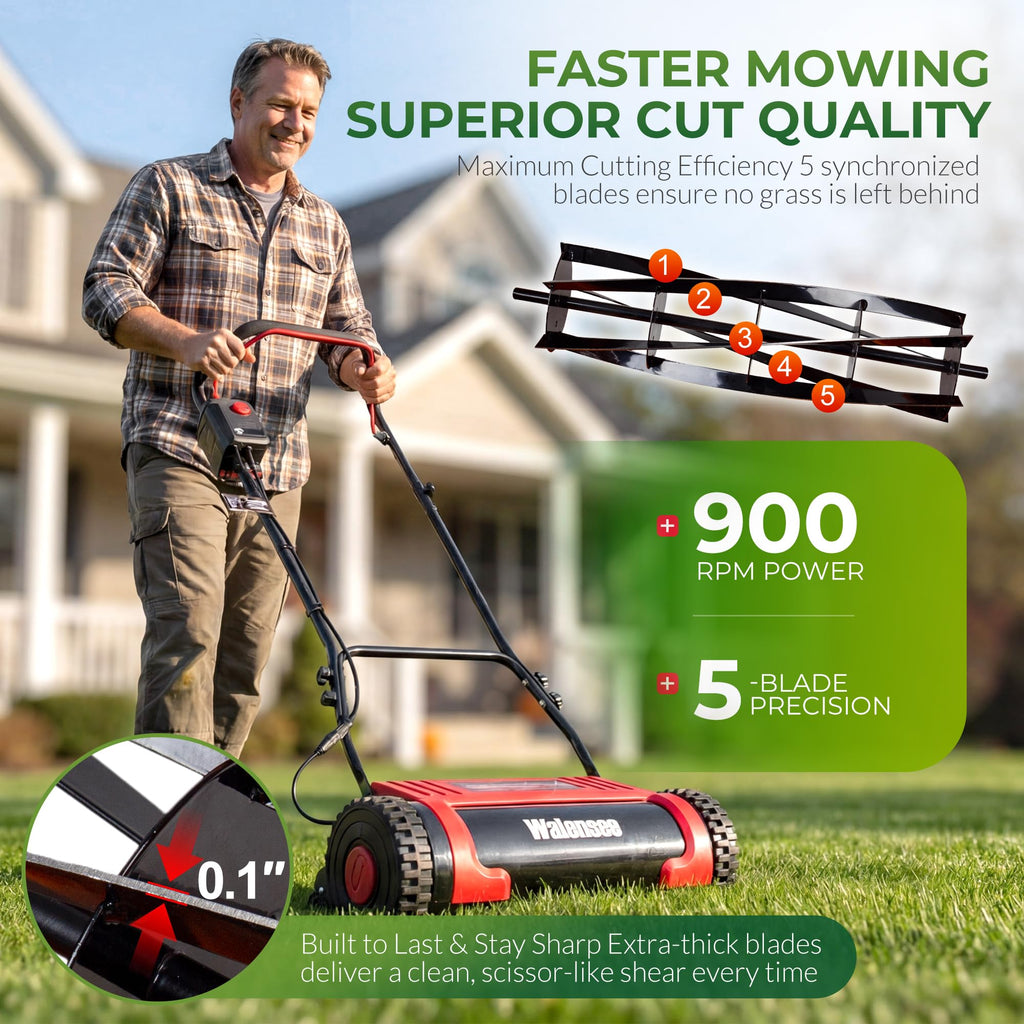 16-Inch Cordless Electric Reel Lawn Mower with 2 Batteries E655831