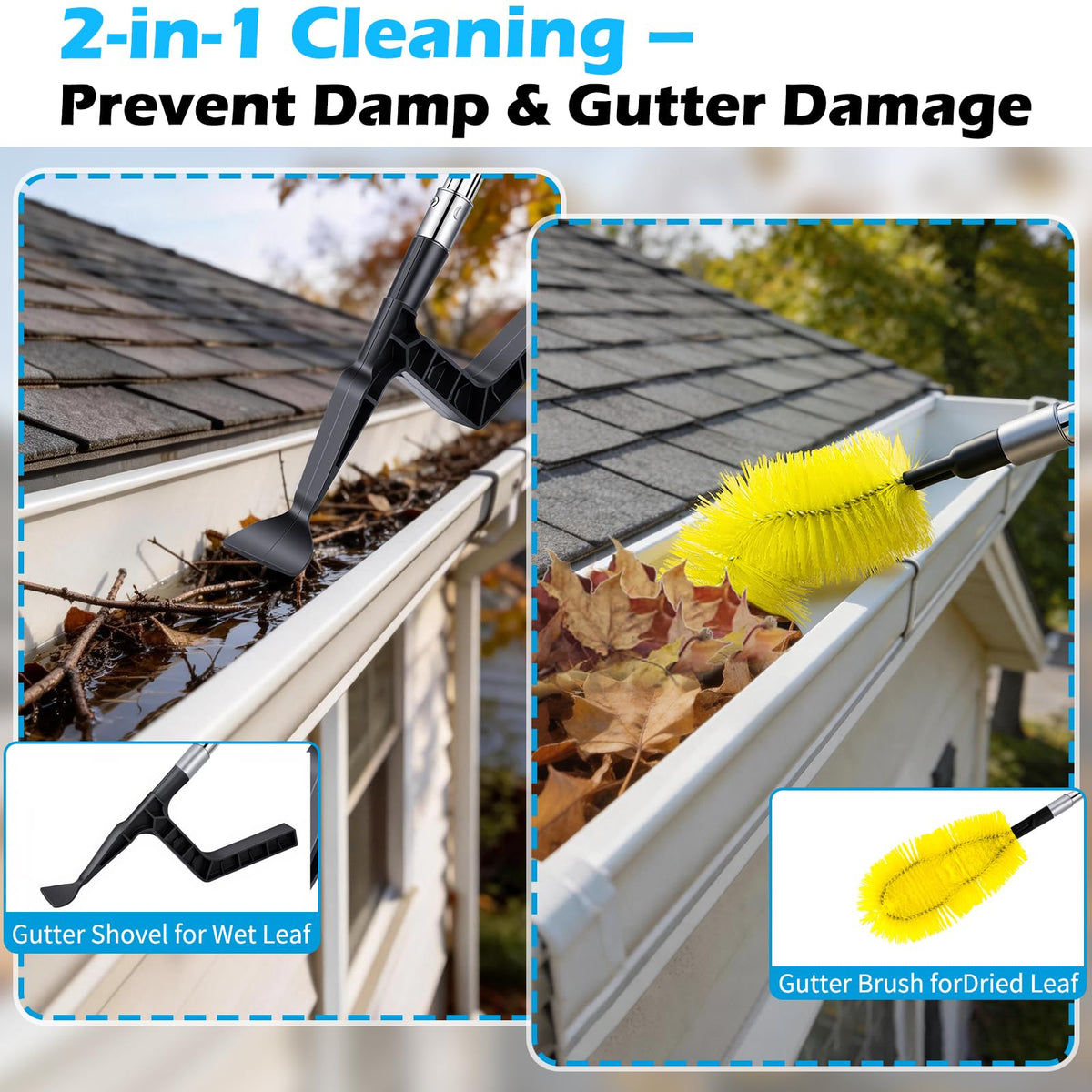 13FT Adjustable Gutter Cleaning Brush Kit with Shovel R103319