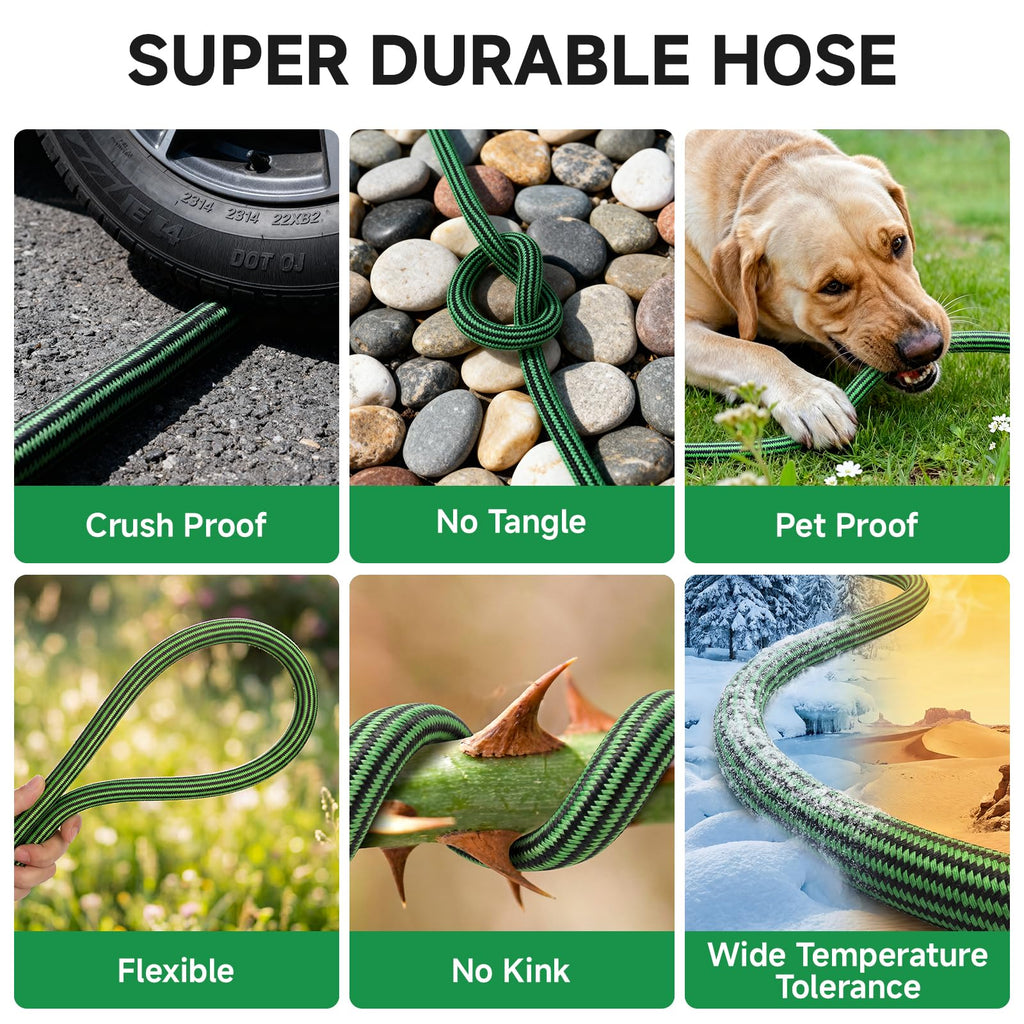 100FT Non-Expandable Kink-Free Garden Hose with Spray Nozzle F341
