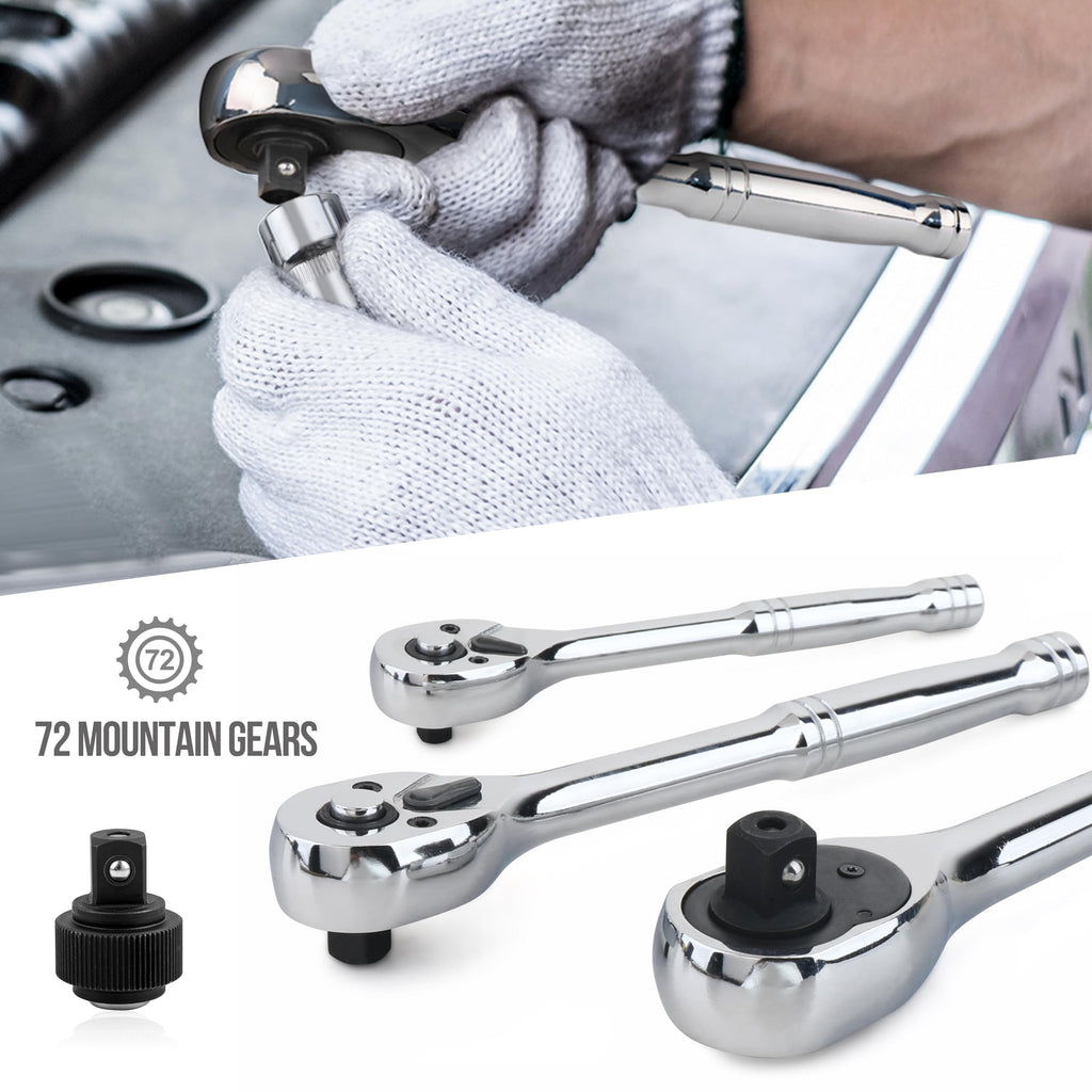 201-Piece Mechanic's Socket Tool Set with Case, SAE and Metric, Chrome-Vanadium Steel S737