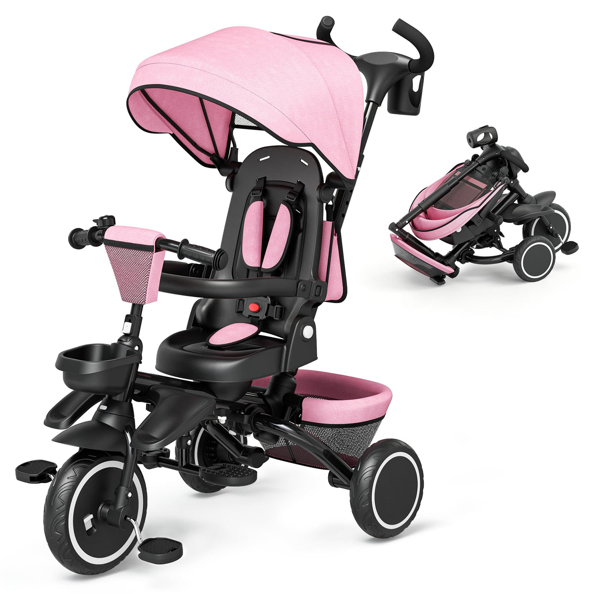 8 in 1 Toddler Tricycle with Push Handle U7549