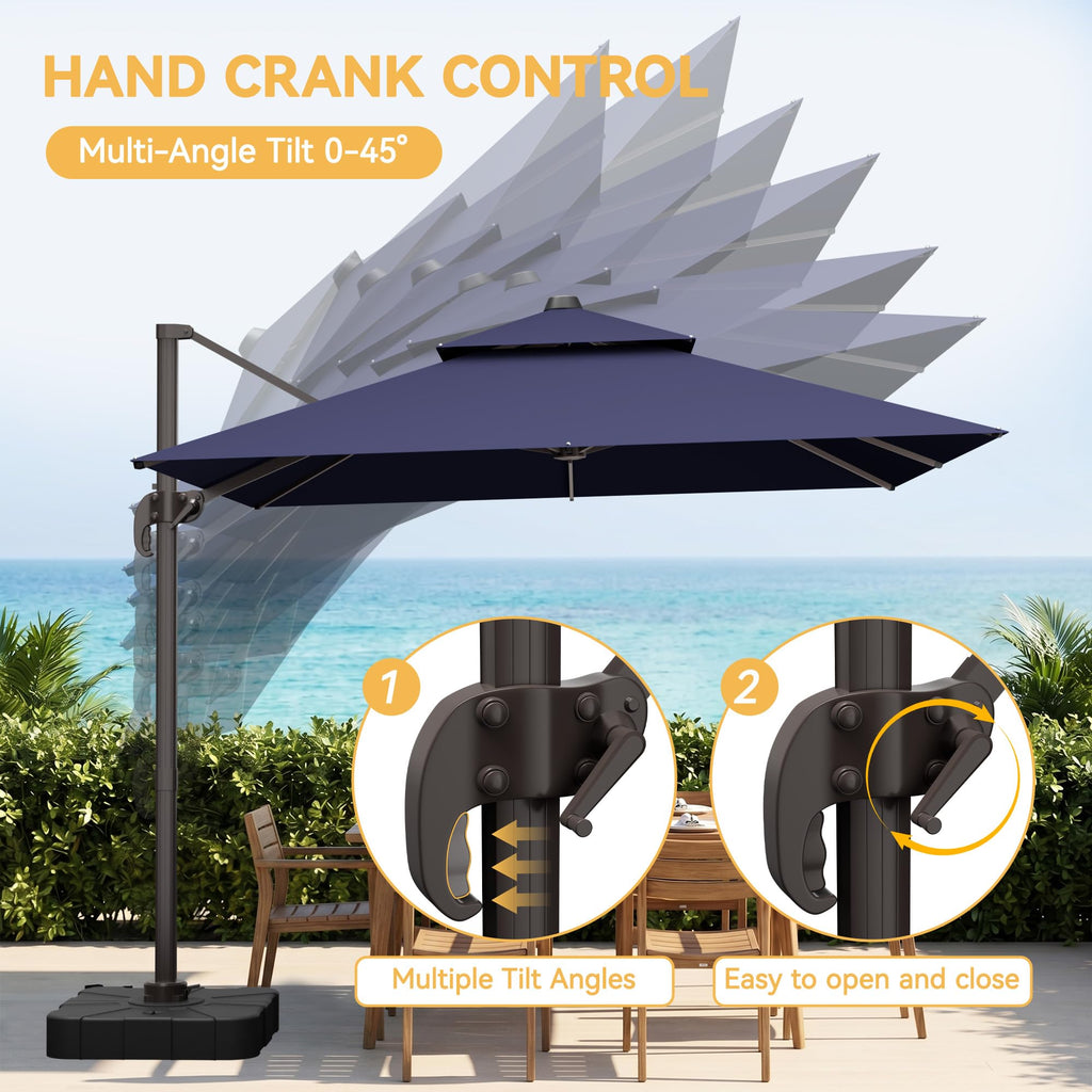 10x13 FT Cantilever Patio Umbrella with Base X98734