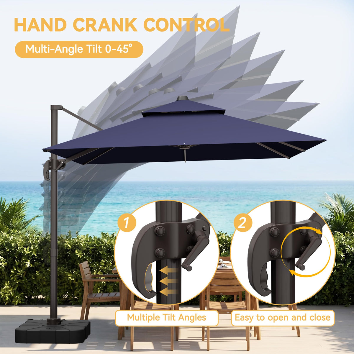 10x13 FT Cantilever Patio Umbrella with Base X98734