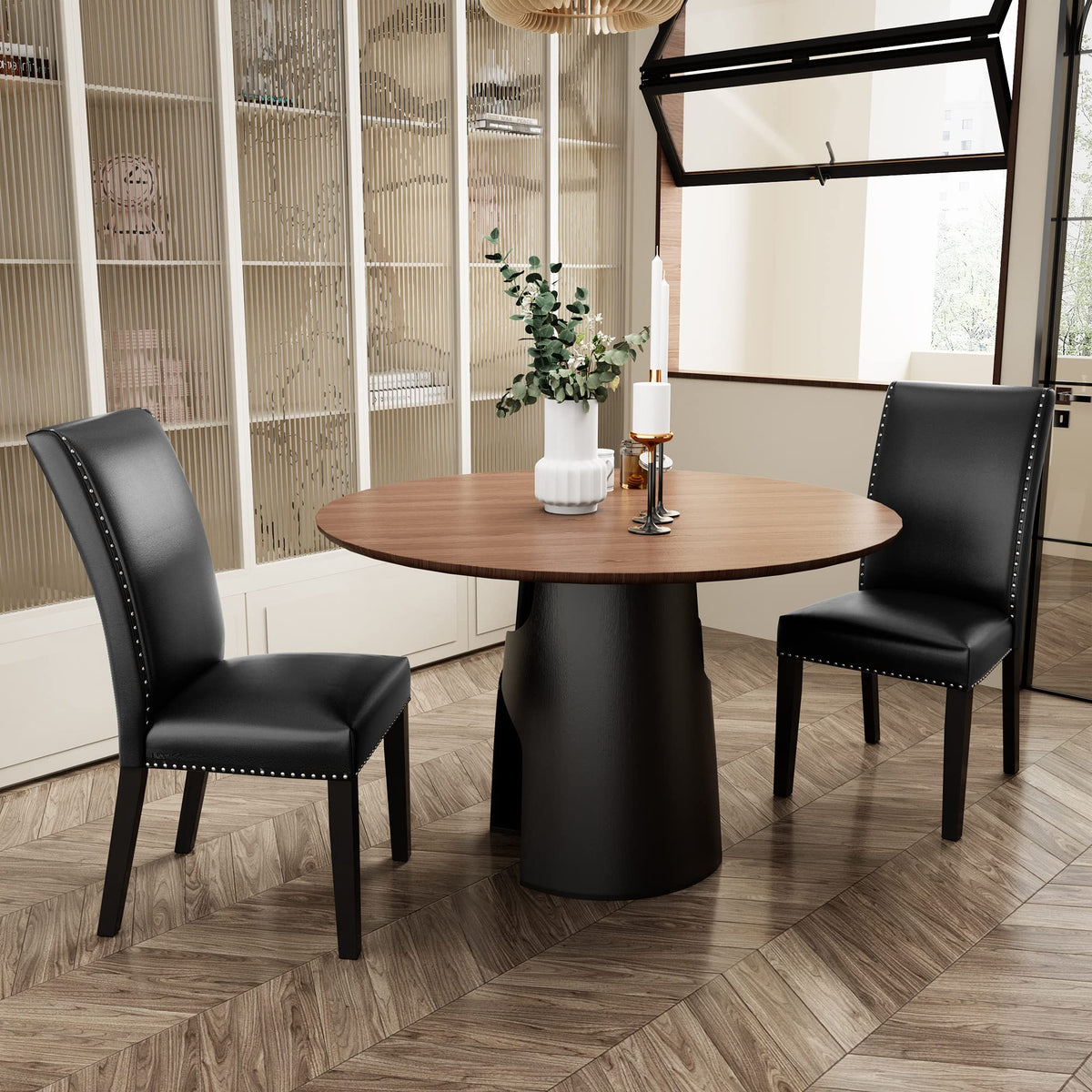 Black PU Dining Chairs Set of 2 N99796