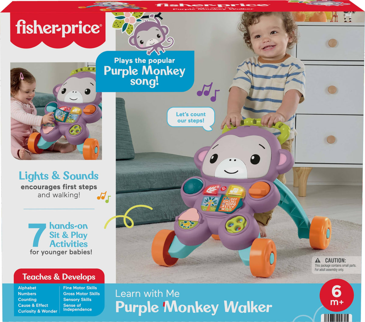 Purple Monkey Baby Walker with Music Lights & Activities V92578