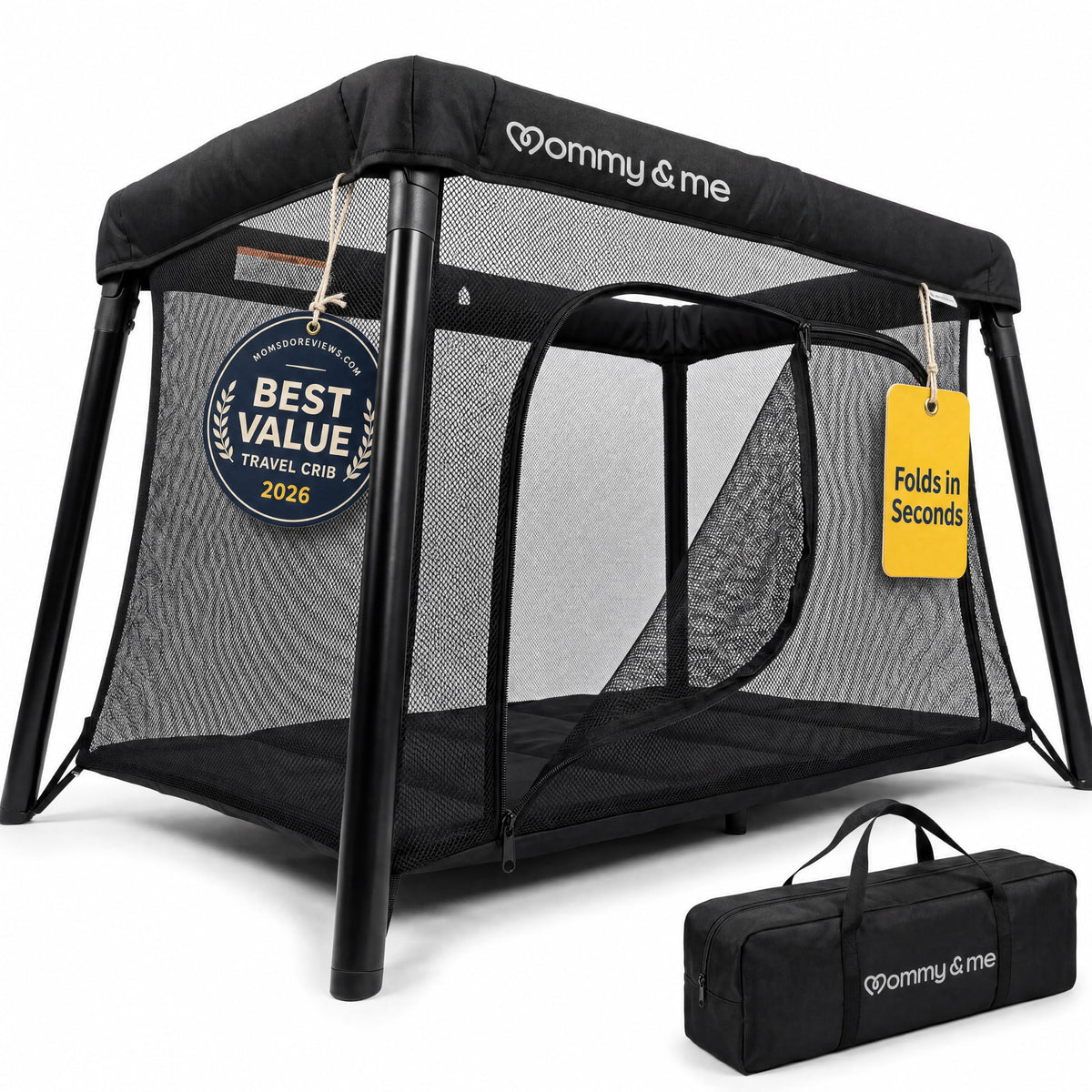 Black Travel Crib L112