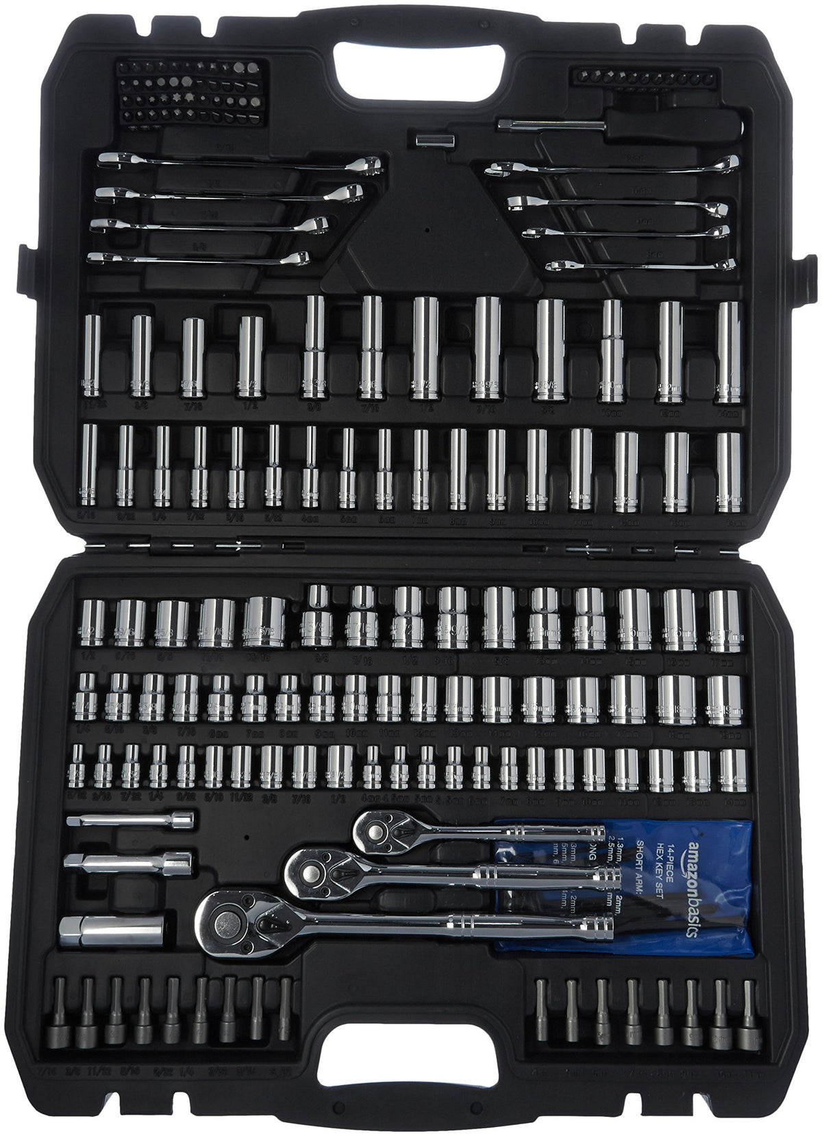 201-Piece Mechanic's Socket Tool Set with Case, SAE and Metric, Chrome-Vanadium Steel S737