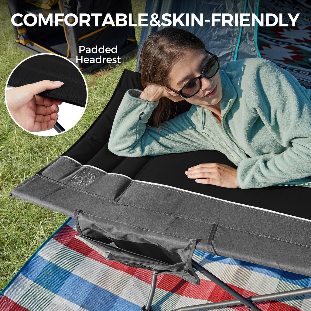 Extra Wide Heavy Duty Oversized Sleeping Cot with Carry Bag Black K612