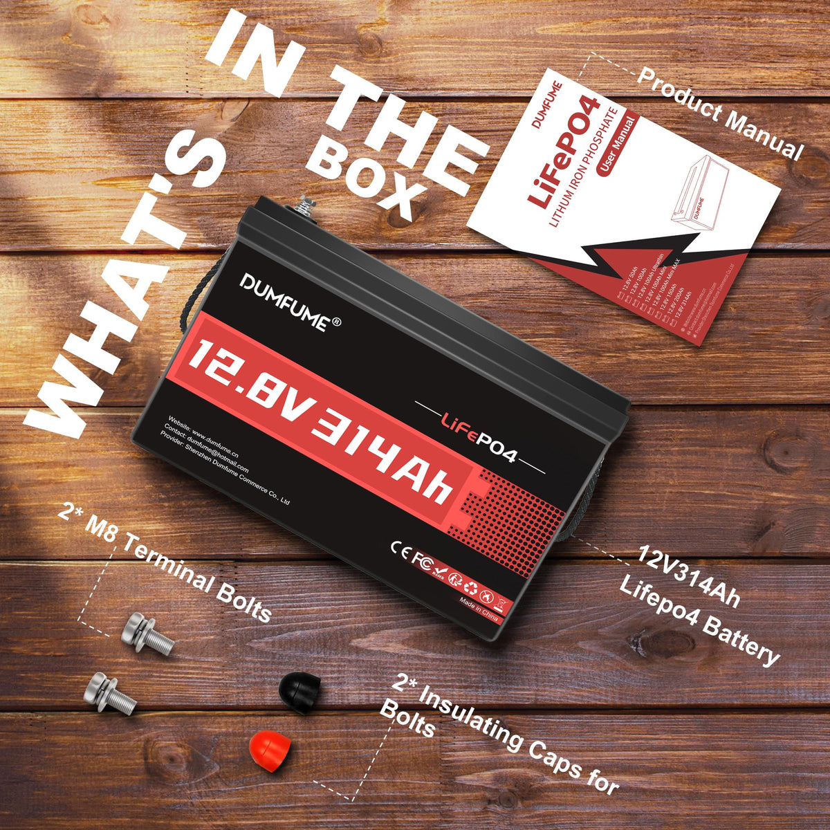 12V 300Ah LiFePO4 Battery 200A BMS E1354