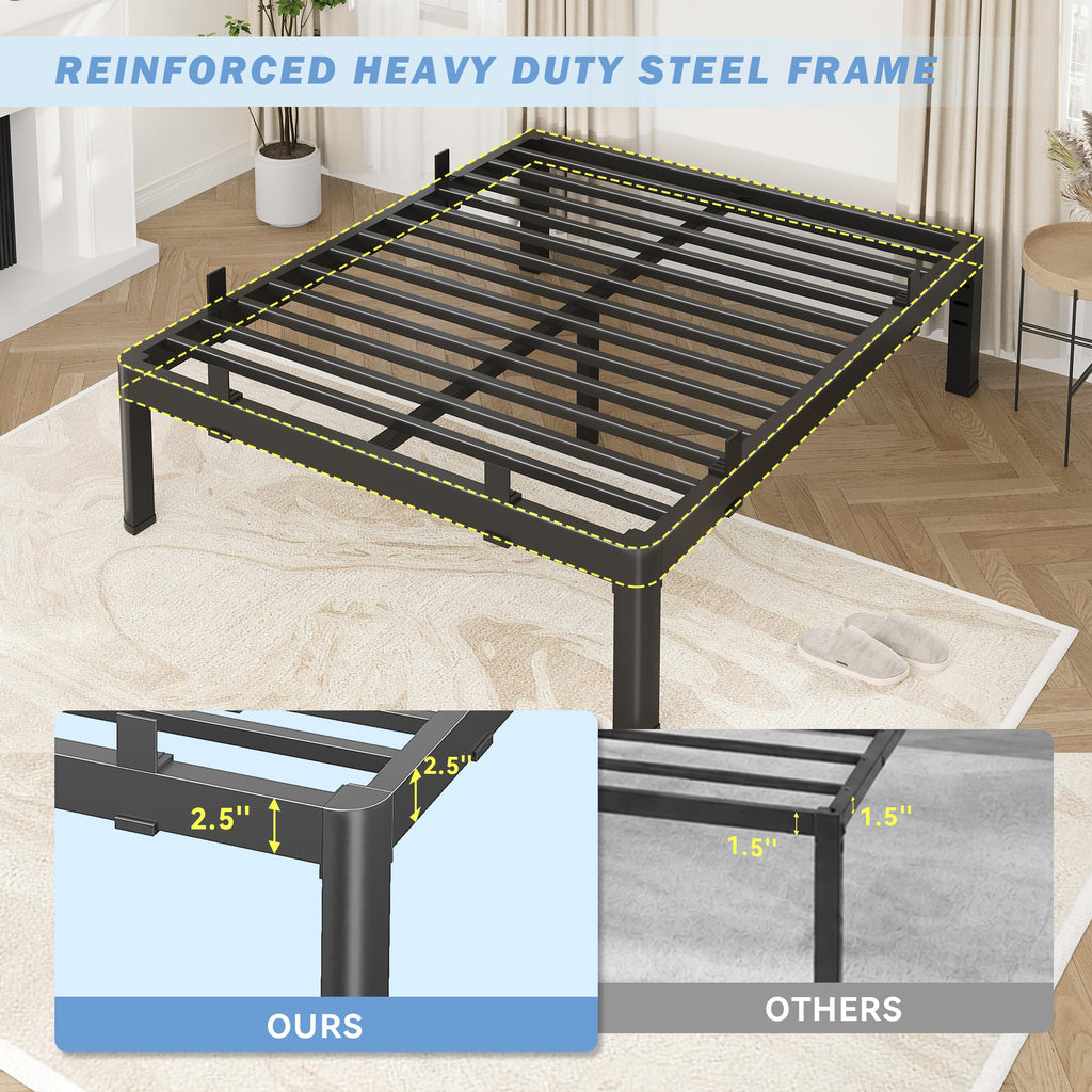 18 Inch Metal King Bed Frame with Steel Support O853