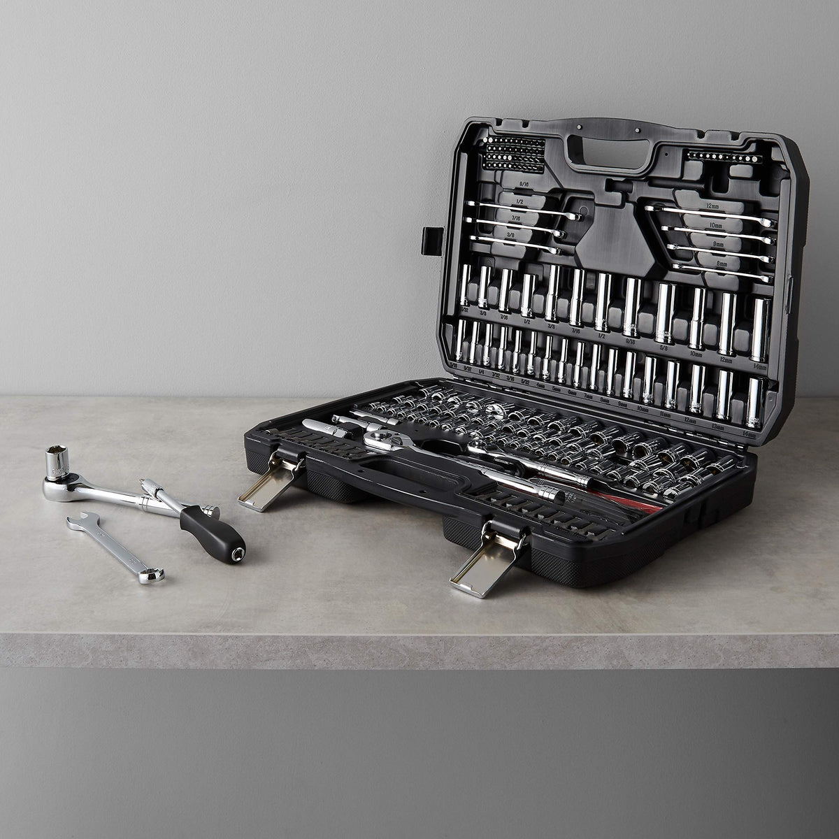 201-Piece Mechanic's Socket Tool Set with Case, SAE and Metric, Chrome-Vanadium Steel S737