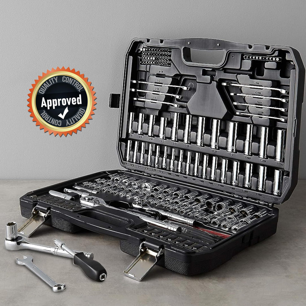 201-Piece Mechanic's Socket Tool Set with Case, SAE and Metric, Chrome-Vanadium Steel S737